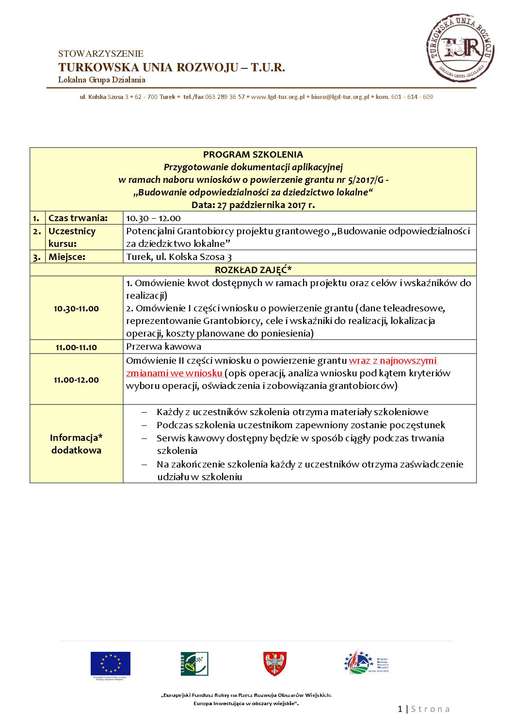 Program szkolenia